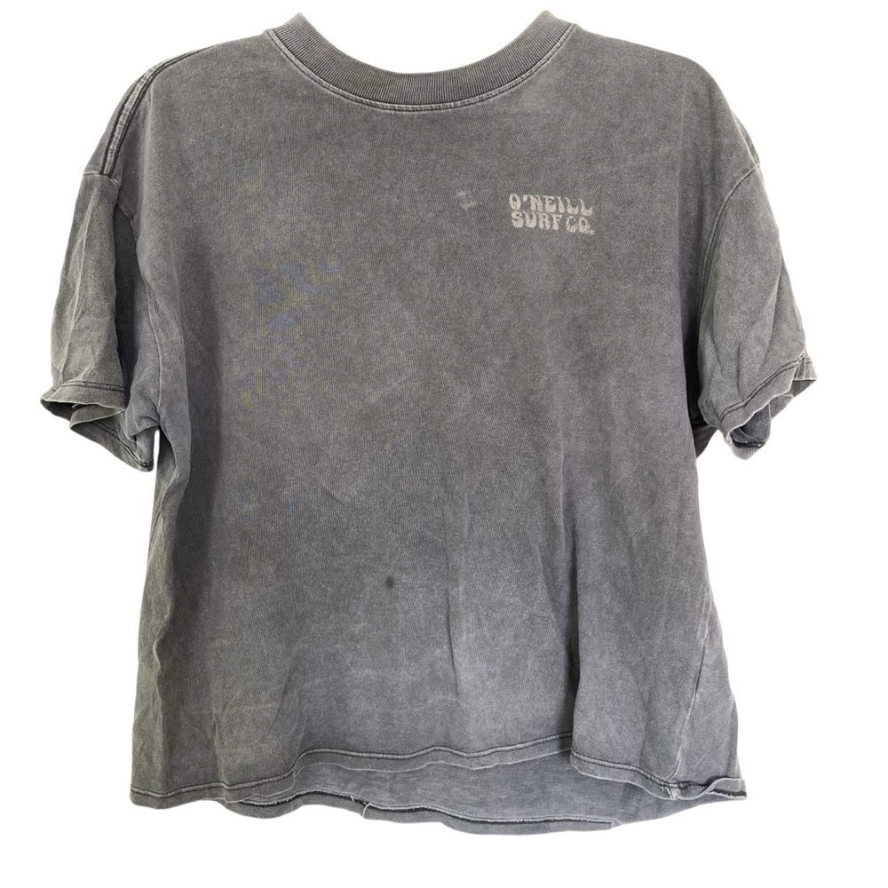 O’Neill Coastal Slate Gray Tropical Print on Back Crew Neck Size Medium